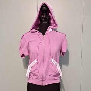 Y2k Vintage Baby Phat Purple Short Sleeve Zip Up Top Size Small